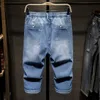 Плюс размер 5XL 6XL 7XL неба голубые мужчины Свободные короткие джинсы лето продвинутые стрейч повседневные джинсовые обрезанные брюки мужского пола 210723
