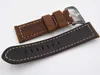 Wysokiej Jakości Handmade Skórzane Watchbands, Vintage Brown Brązowy Czarny 22mm 24mm Watch Band Pasek dla Panerai z rzeźbioną klamrą H0915