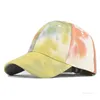 21 color Men's and women's tie dyed hat Party Hats gradient color old hole baseball cap Korean wash peaked caps T9I001391