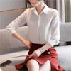 Klassieke chiffon blouse vrouwelijke vrouwen shirt elegante witte losse lange mouwen shirts dame eenvoudige stijl tops kleding Blusas 10857 210521