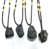 DIY onregelmatige natuurlijke zwarte steen touw ketting hanger kettingen voor vrouwen mannen jongen gelukkige sieraden mode-accessoires