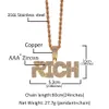 Aangepaste rijke ketting hip hop volledige Iced Out hanger diamanten kettingen zirconia steen goud sliver heren kettingen1451113