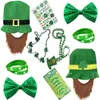 Eire Patrick's Day Accessories Party Suit Decor Set Irish Hat Green Bow Hair Ring Shamrock Glasses Clover Socks Hairband W8