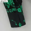 Kvinnor mode grön blomma tryck avslappnad slank mini tröja klänning kontor dam långärmad chic affärer en linje vestido ds4753 210420