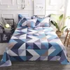 Kleurrijke Twin Flat Lakens King Size Mooie Geometrische Plaid Bed Queen Lines Multicolor Roosters Blad # / L 211110