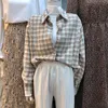 Spring Simple Plaid blouses Women Buttoned Shirts All Match Turn-down Collar Camisas Mujer Long Sleeve Women Tops 210514