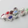 Partihandel runda Färgrik månad Birthstone Charms Alloy Smycken Crystal Charms 9 * 12mm AAC733