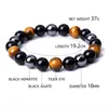 6 8 10mm Tiger Eye Stone Heldere Zwarte Kralen Armband Dames Mannen Yoga Hand String Sieraden Vriendschap Gift