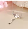 Silver Crystal Shell Cherry Blossoms Naszyjnik Urok Dla Kobiet Choker Collares Wedding Party Jewelry