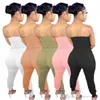 Femmes deux pièces pantalons ensemble couleur unie artisanat hauts de soutien-gorge et pantalons longs décontracté une épaule costume sexy mode sport leggings survêtements