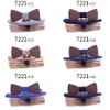 Men's Plaid Wooden Bow Tie Set Striped Bowtie Handkerchief Cufflinks Sets with Box for Men Wedding Gift