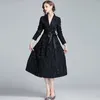 Pista di moda Stilista Inverno Jacquard Donna Lungo Trench con cintura Giacca a vento Cappotto da donna Abbigliamento coreano 210513
