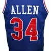 Hillcrest # 34 Ray Allen bule maglia da basket bianca cucita maglie personalizzate con qualsiasi nome numerico