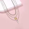 Sautoirs Whole Fashion Punk Trendy Collier multicouche Collier en forme de serrure Clé Hiphop Jewelry216E