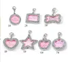 Dog mini Cute ID Tag Personalized Pet Handwriting Pets Name Photo Frame For Cat Puppy Dogs Collar Tag Pendant plum Bossom star Design 15pcs HH21-800