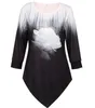 Shirt Women Spring Summer Printing Blouse 34 Sleeve Casual Hem Irregularity Female fashion shirt Tops Plus Size 210401
