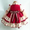Весенние платья для детей девушка 2021 ребенок маленькие девочки с длинным рукавом красный винтаж Лолита Princess платье одежда для дня рождения Q0716