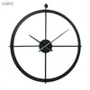 Creative Moderne Simple Home Decor Noir Or 24 Pouces Métal Fer Décoration Horloge Montre Murale 210414