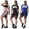Plus size 2XL Summer outfits Women jogger suits panelled tracksuits short sleeve T-shirts+shorts pants two piece set sportswear casual letters sweatsuits 4856