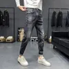 Мужские джинсы 2021 осень Социальный парень Корейский стиль Slim Fit Shetion Screenny Plus Размер вскользь моды мужчины 5119 p65