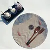 Tappetini Tappetini Tovaglietta rotonda tessuta in stile giapponese Tovaglietta da tavola Stoviglie antiscivolo Ciotola resistente al calore Sottobicchieri per bevande Cucina