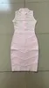 Ocstrade Sexy Halter Bandage Kleid Elegante Frauen Mesh Mini Rosa Bandagen Bodycon Promi Abend Party 210527