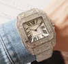 Słynny kwadratowy deisgner mężczyzn obserwuj kobiety kwarcowe ruch wszystkie diamenty lodowane zegarki wysokiej jakości unisex sukienki na rękę lady cl298c