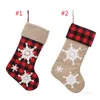 Bas de Noël à carreaux de flocon de neige 3D, décoration suspendue d'arbre de noël, ornements, chaussettes de noël vichy, sac cadeau de bonbons pour enfants T9I001389