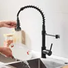 Matte Black Kitchen Faucet Deck Mounted Mixer Tap 360 Degree Rotation Stream Sprayer Nozzle Kitchen Sink Cold Taps 210724