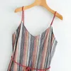 Fashion Za Bohemian Sashes Colorful Striped Dress Sexy Women Sling Strapless Beach Casual Ladies Vestidos 210531