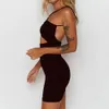 Jocoo Jolee Summer Off The Shoulder Bodycon Mini Dress Hoge Taille Club Party Jurk Sexy Strap Holle Bandage Jurk 210518