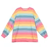 Deeptown Rainbow Kawaii Hoodies Корейская Мода Весна Женские Толстовки Женщины Негабаритный Harajuku Топ с длинным рукавом Верхняя Одежда 210803