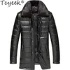 Heren lederen faux heren jack winter mannen kraag echte schapenvacht jas voor warme dons katoenen chaqueta lsy070165