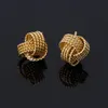 Brincos de bola de amor clássico prateado dourado torcido com nó de amor para mulheres joias