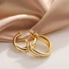 Korea Fashion Gold Color Metal Round Earring For Women Trendy Geometric Twisted Big Circle Hoop Statement Earrings Jewelry Gift