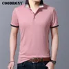 Coodrony Marka Biznes Casual T-Shirt Mężczyźni Moda Kołnierz Tee Homme Wiosna Lato Krótki Rękaw T Odzież C5058S 210629