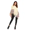 Halsdukar Spring kvinnors lyxiga stickade poncho cape designer pullover tröjor oregelbundna kappa tassel femme höst randig shaw329d