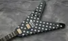 Custom Randy Rhoads Фирменная в горошек Black Flight V Электро -гитара Bowtie Inlays Tremolo Bridge Whammy Bar Chrome Hard564991111111111111111111111111