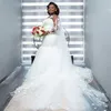 Magnifique robe de mariée sirène sud-africaine, plus la taille 2021 illusion à manches longues jardin ourdoor robes de mariée dentelle perlée à la main fleurs Boemian robe de mariée