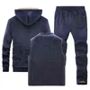 Traje de hombre Fleece Traje de dos piezas Ocio Grueso con capucha Invierno Cordero Terciopelo Casual Tamaño grande 8XL 211123