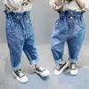Baby Girl Jeans Solid Colors Casual Style Kids Toddler Hög midja kläder 220222