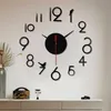 Horloge décorative montre moderne bricolage muet mur décor à la maison bureau 3d miroir Surface autocollant horloges géant sans cadre Tool209Q