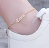 Sinal de Aço Inoxidável Signo Anklet Bracelete para Mulheres Hiphop Constellation Letter Anklets BFF Jóias Aries Taurus Gemini Câncer Leo Virgo Libra Escorpião Peixes