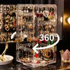 360 graders roterande smycken Förvaringslåda Örhängen Skärmstativ Arrangör Örhängen Armband Halsband Rack Detachable 210922