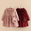 Winter 2-6 7 8 9 10 Years Teenage Cute Chirstmas Gift Embroidery Kids Baby Girls Lace Thickening Princess Dress With Bag 210529