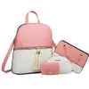 Fashion color matching womens backpack PU 4 piece set design multi-style ladies bag outdoor leisure shoulder bags