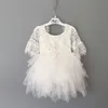 Kids embroidery lace tutu dress for girls bell sleeve cake wedding vestido clothing 210529
