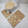 Tappeti con stampa dorata per camera da letto Lavaggio meccanico Tappeto con stampa geometrica e tappeti Casa Soggiorno Bagno Tappetini WC Set 2203151154913