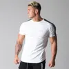T-shirt da uomo a righe laterali da palestra da uomo in cotone a maniche corte slim sport bodybuilding fitness magliette da allenamento da uomo