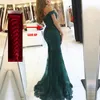 Gewaad femme Uit de schouder Lange Jurk Zeemeermin Avondjurk Kant Robe De Soiree longue Formele Jurk abiye gece elbisesi groen